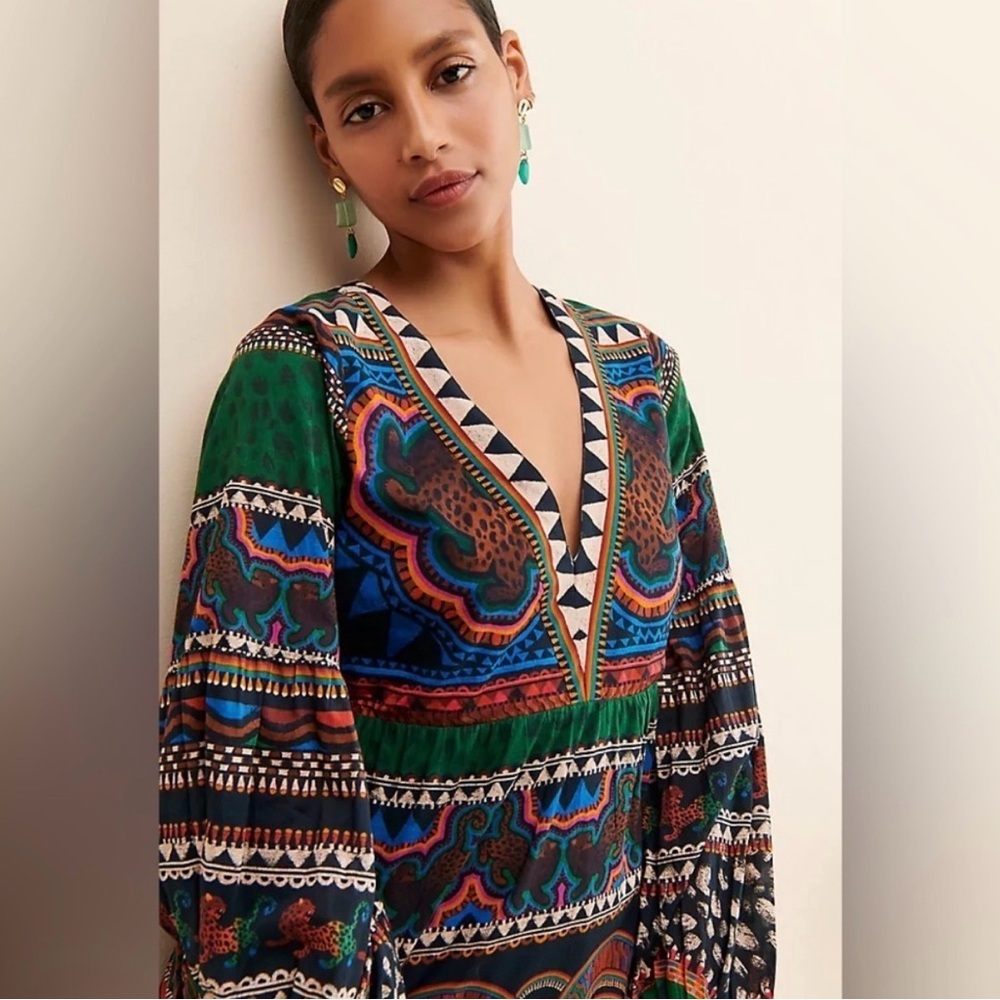 FARM Rio Multicolor Geometric V-Neck Dress - Picture 6 of 13